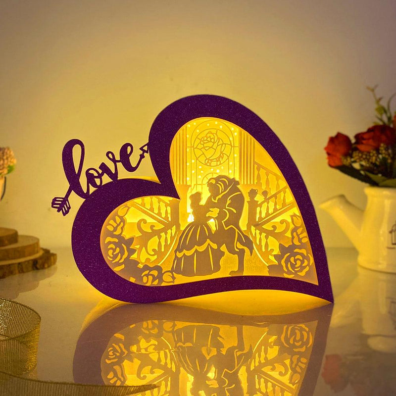 Beauty And The Beast - Love Heart Papercut Lightbox File - 5,6x7,5" - Cricut File - LightBoxGoodMan - LightboxGoodman