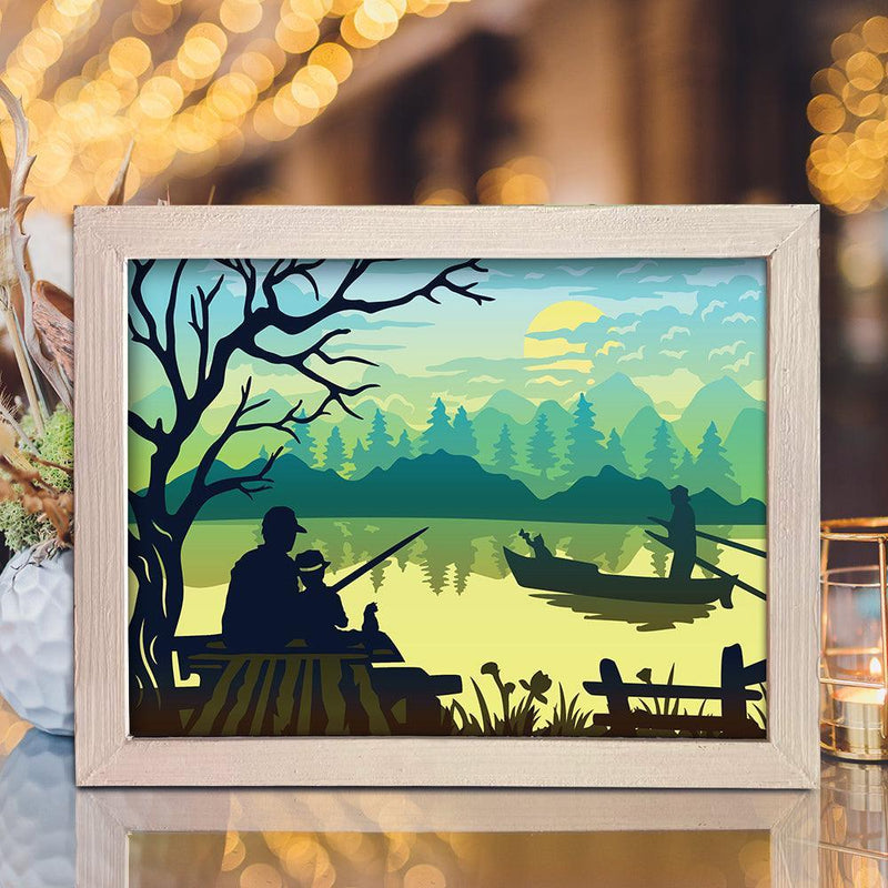 Best Fishing Time - Paper Cut Light Box File - Cricut File - 8x10 Inches - LightBoxGoodMan - LightboxGoodman