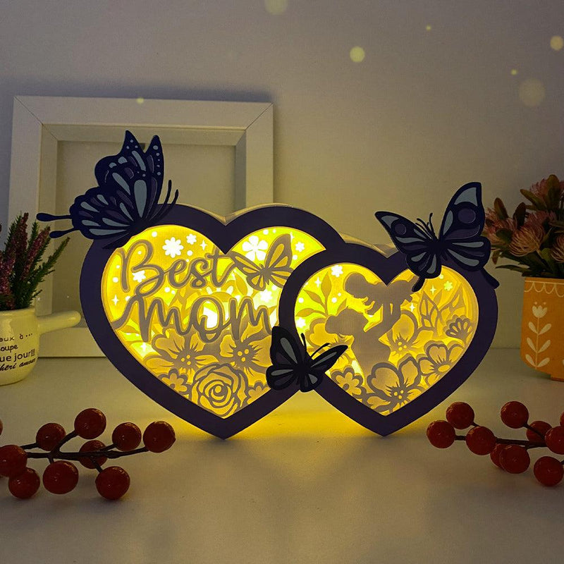 Best Mom - Double Heart Papercut Lightbox File - 7x10,6" - Cricut File - LightBoxGoodMan - LightboxGoodman