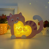 Bird Love - Paper Cut Cat Heart Light Box File - Cricut File - 9,5x6,7 Inches - LightBoxGoodMan