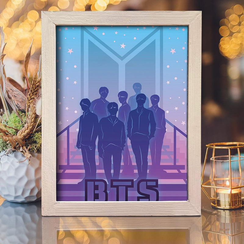 BTS BAND 2 – Paper Cut Light Box File - Cricut File - 20x26cm - LightBoxGoodMan - LightboxGoodman