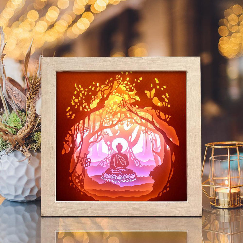 Buddha 1 Square – Paper Cut Light Box File - Cricut File - 20x20cm - LightBoxGoodMan - LightboxGoodman
