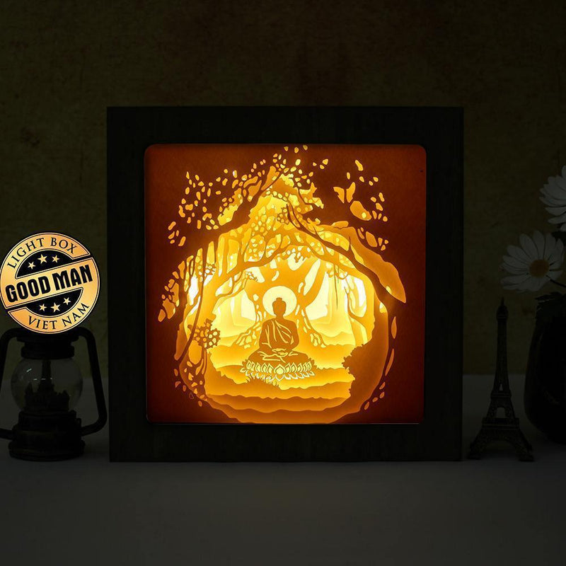 Buddha 1 Square – Paper Cut Light Box File - Cricut File - 20x20cm - LightBoxGoodMan - LightboxGoodman