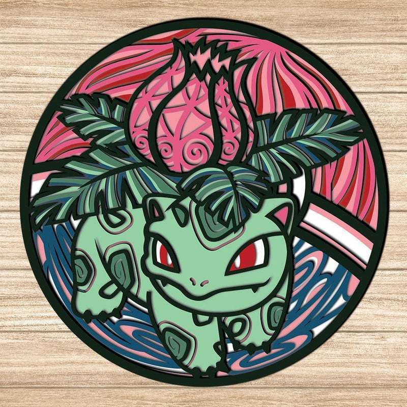 Bulbasaur Pokemon - Paper 3D Layered File - Cricut File - 20x20cm - LightBoxGoodMan - LightboxGoodman
