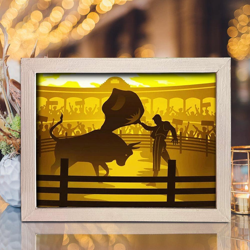 Bull Fight 1 – Paper Cut Light Box File - Cricut File - 20x26cm - LightBoxGoodMan - LightboxGoodman
