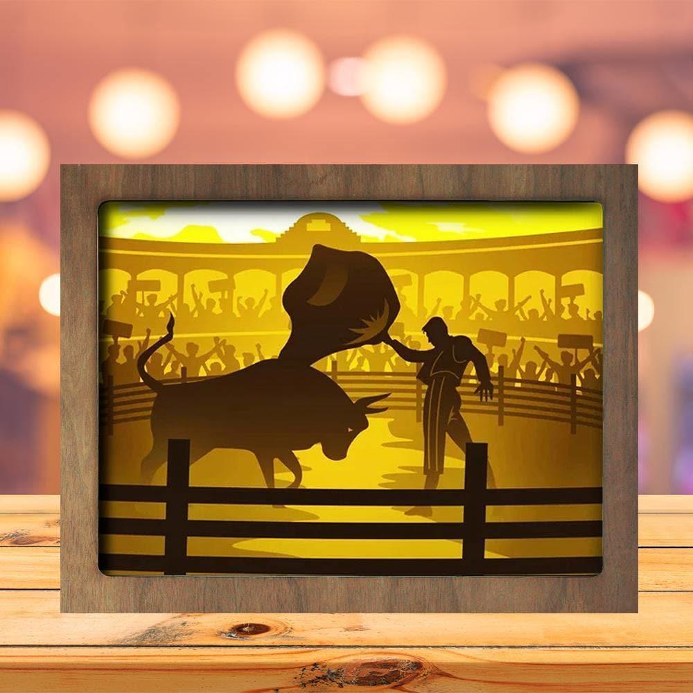 Bull Fight 1 - Paper Cutting Light Box - LightBoxGoodman - LightboxGoodman