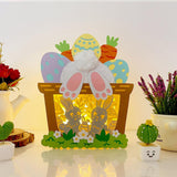 Bunny Couple - Bunny Easter Basket Papercut Lightbox File - Cricut File - 6,8x8,7 Inches - LightBoxGoodMan