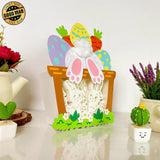 Bunny Couple - Bunny Easter Basket Papercut Lightbox File - Cricut File - 6,8x8,7 Inches - LightBoxGoodMan - LightboxGoodman