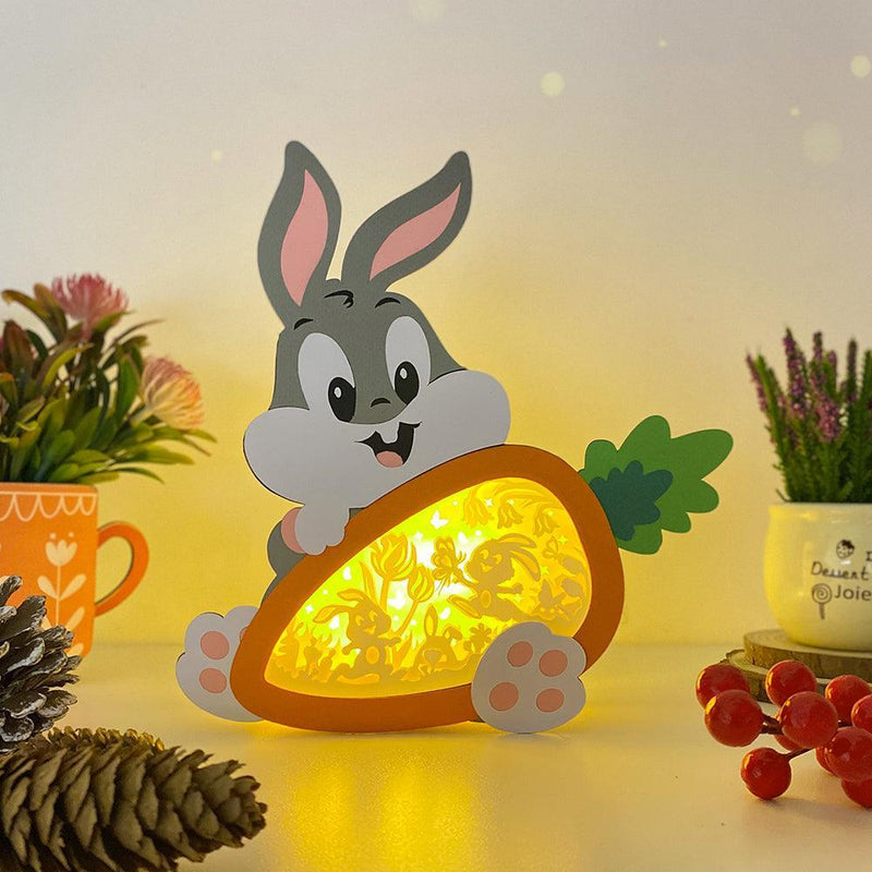 Bunny Easter 1 - Paper Cut Carrot Light Box File - Cricut File - 8.9x7.8 Inches - LightBoxGoodMan - LightboxGoodman