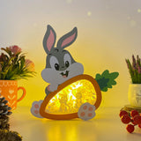 Bunny Easter 2 - Paper Cut Carrot Light Box File - Cricut File - 8.9x7.8 Inches - LightBoxGoodMan