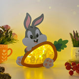 Bunny Easter 3 - Paper Cut Carrot Light Box File - Cricut File - 8.9x7.8 Inches - LightBoxGoodMan