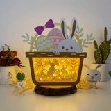 Bunny Easter - Bunny Easter Basket Papercut Lightbox File - Cricut File - 8x7.3 Inches - LightBoxGoodMan