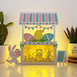 Bunny Easter - Paper Cut Easter Shop Light Box File - Cricut File - 8x9.5 Inches - LightBoxGoodMan