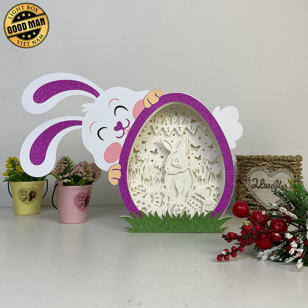Bunny Easter - Rabbit Easter Egg Papercut Lightbox File