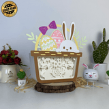 Bunny Eggs - Bunny Easter Basket Papercut Lightbox File - Cricut File - 8x7.3 Inches - LightBoxGoodMan - LightboxGoodman