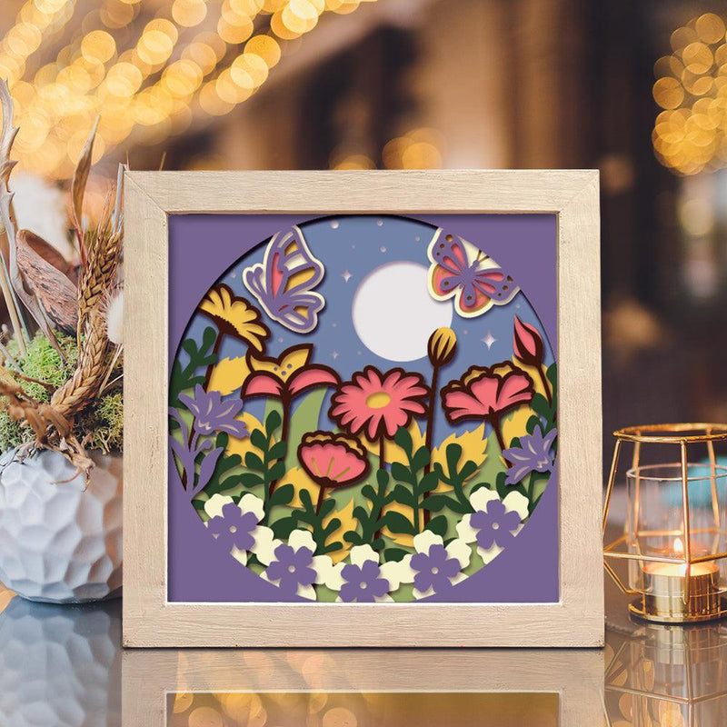 Butterfly Garden – Paper Cut Light Box File - Cricut File - 8x8 inches - LightBoxGoodMan - LightboxGoodman
