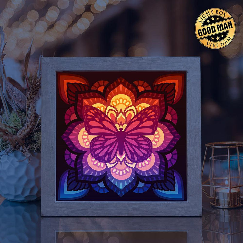 Butterfly Mandala 2 – Paper Cut Light Box File - Cricut File - 20x20cm - LightBoxGoodMan - LightboxGoodman