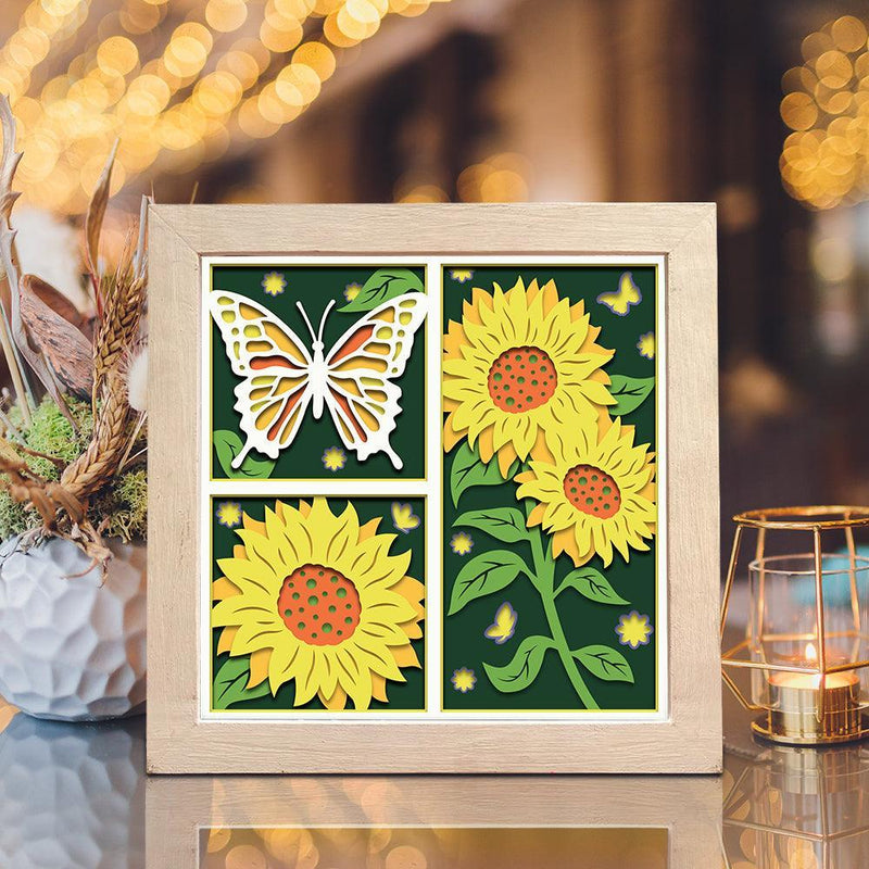 Butterfly Sunflower 2 – Paper Cut Light Box File - Cricut File - 8x8 inches - LightBoxGoodMan - LightboxGoodman