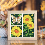 Butterfly Sunflower 2 – Paper Cut Light Box File - Cricut File - 8x8 inches - LightBoxGoodMan - LightboxGoodman