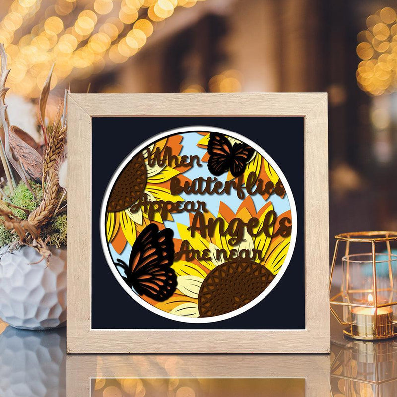 Butterfly Sunflower – Paper Cut Light Box File - Cricut File - 8x8 inches - LightBoxGoodMan - LightboxGoodman
