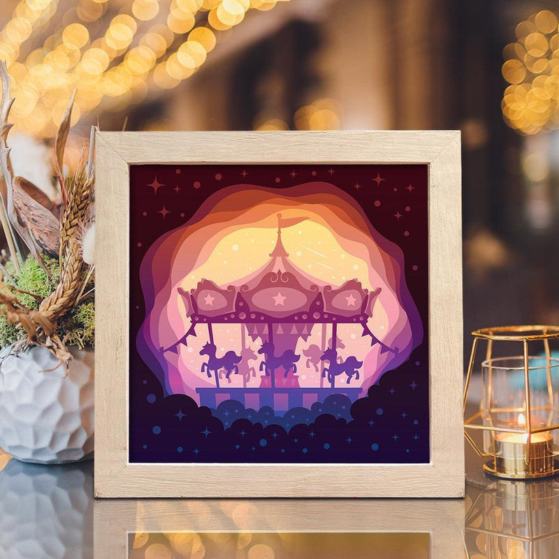 Carousel Dog Park – Paper Cut Light Box File - Cricut File - 8x8 Inches - LightBoxGoodMan - LightboxGoodman