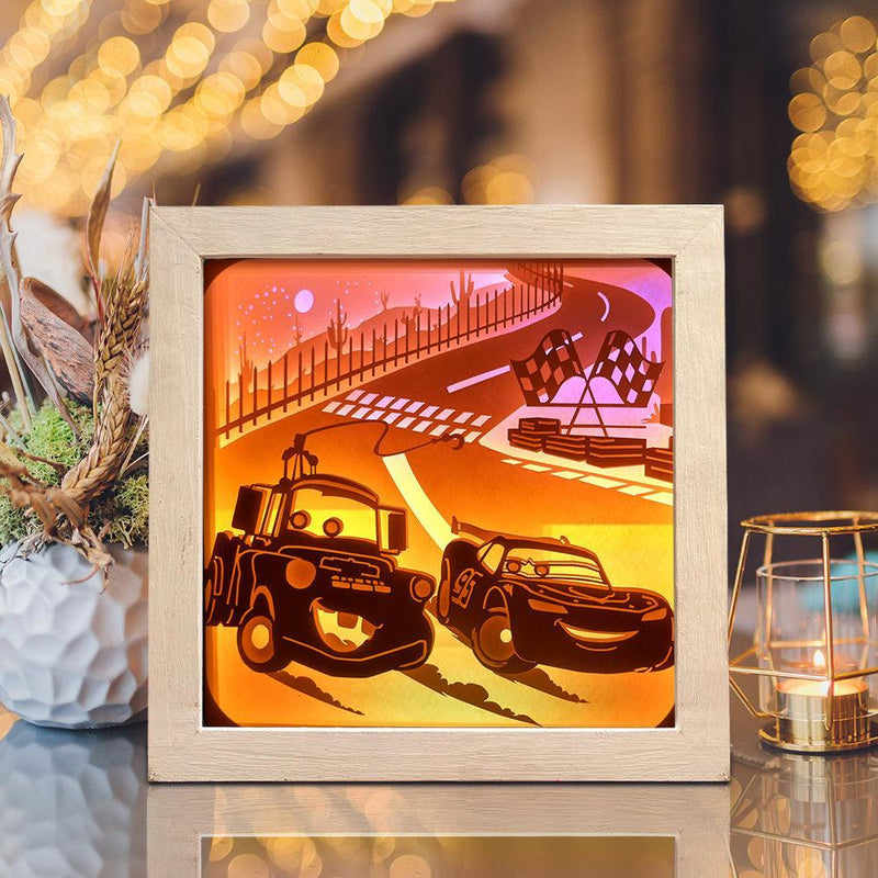 Cars 1 Square - Paper Cut Light Box File - Cricut File - 8x8 inches - LightBoxGoodMan - LightboxGoodman