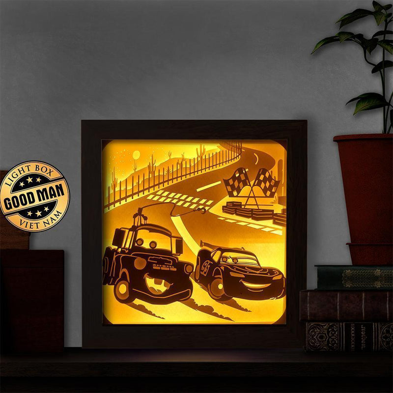 Cars 1 Square - Paper Cut Light Box File - Cricut File - 8x8 inches - LightBoxGoodMan - LightboxGoodman