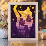 Cat And Witch - Paper Cut Light Box File - Cricut File - 20x26cm - LightBoxGoodMan