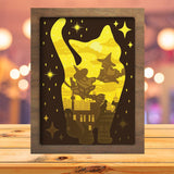 Cat And Witch - Paper Cutting Light Box - LightBoxGoodman