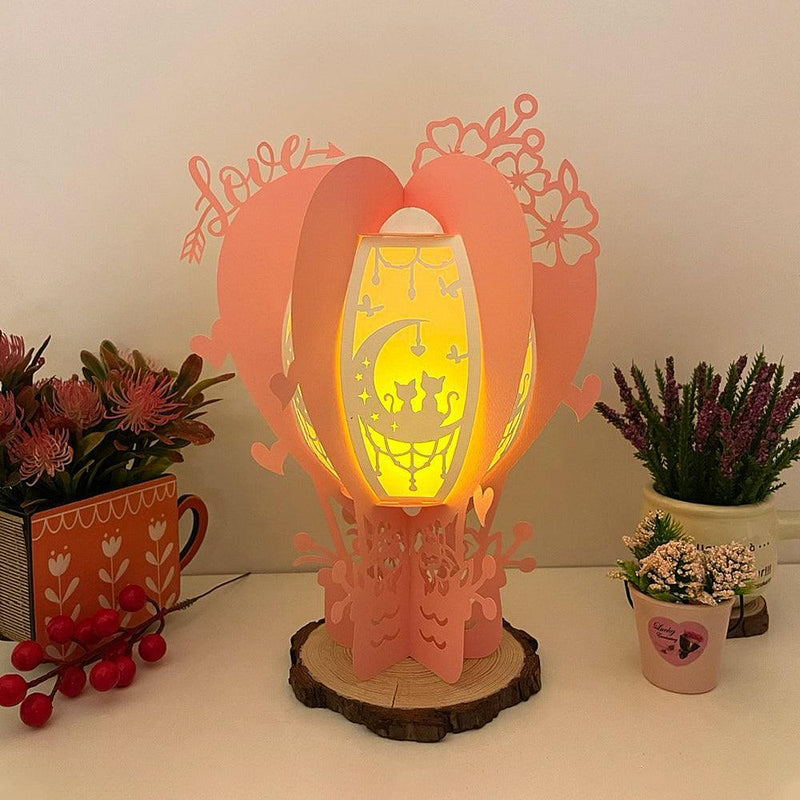 Cat Couple - 3D Air Balloon Lantern File - 10,9x8 Inches - Cricut File - LightBoxGoodMan - LightboxGoodman