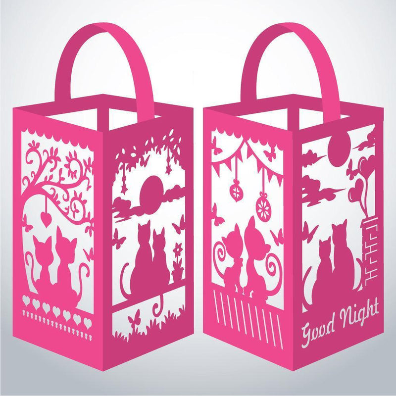 Cat Couple - Paper Cut Lantern File - Cricut File - 10x16cm - LightBoxGoodMan - LightboxGoodman