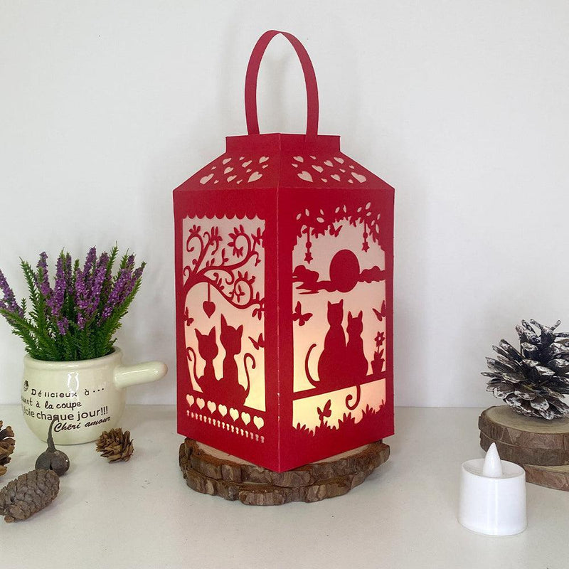 Cat Couple - Paper Cut Lantern File - Cricut File - 10x20cm - LightBoxGoodMan - LightboxGoodman