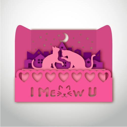 Cat Couple - Paper Cut Mini-Showcase File - Cricut File - 10x12cm - LightBoxGoodMan - LightboxGoodman