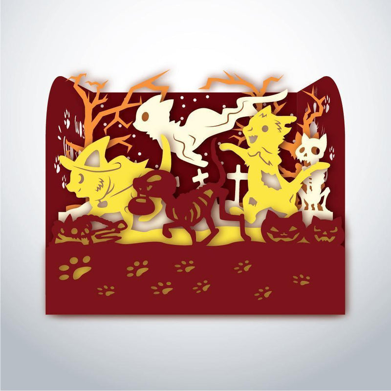 Cat Halloween - Paper Cut Mini-Showcase File - Cricut File - 10x12cm - LightBoxGoodMan - LightboxGoodman