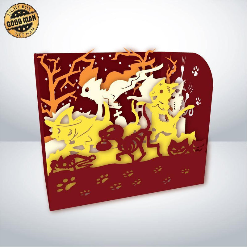 Cat Halloween - Paper Cut Mini-Showcase File - Cricut File - 10x12cm - LightBoxGoodMan - LightboxGoodman