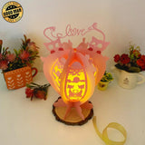 Cat Love - 3D Heart Lantern File - 11,4x7,2 Inches - Cricut File - LightBoxGoodMan - LightboxGoodman