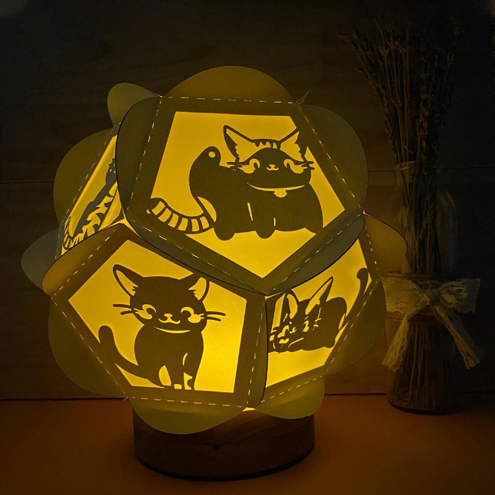Cat - Pentagon 3D Lantern File - Cricut File - LightBoxGoodMan - LightboxGoodman