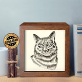 Cat Portrait Square – Paper Cut Light Box File - Cricut File - 8x8 inches - LightBoxGoodMan - LightboxGoodman