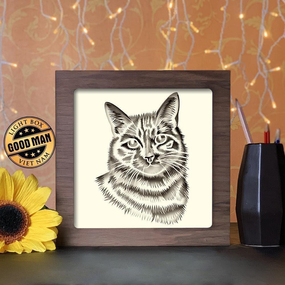 Cat Portrait Square - Paper Cutting Light Box - LightBoxGoodman - LightboxGoodman