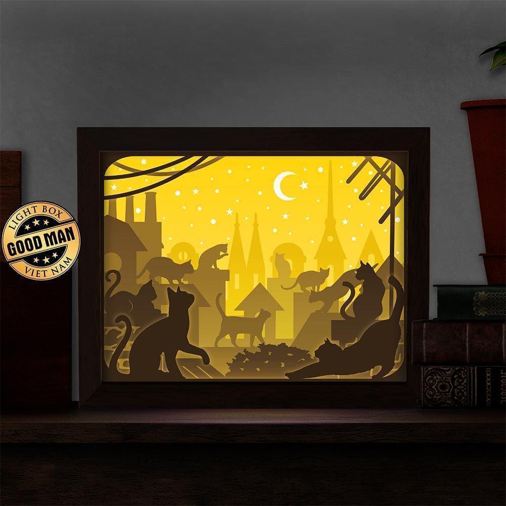 Cats In The City – Paper Cut Light Box File - Cricut File - 8x10 inches - LightBoxGoodMan - LightboxGoodman