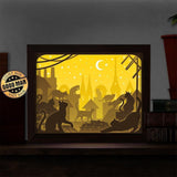 Cats In The City – Paper Cut Light Box File - Cricut File - 8x10 inches - LightBoxGoodMan - LightboxGoodman