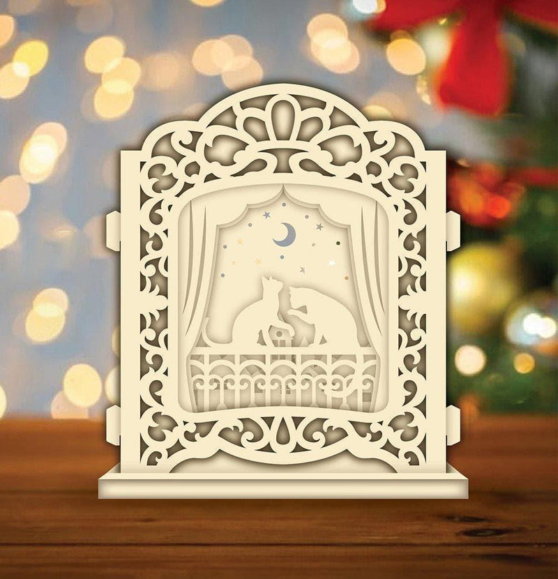Cats On The Balcony - Pop-up Light Box File - Cricut File - LightBoxGoodMan - LightboxGoodman