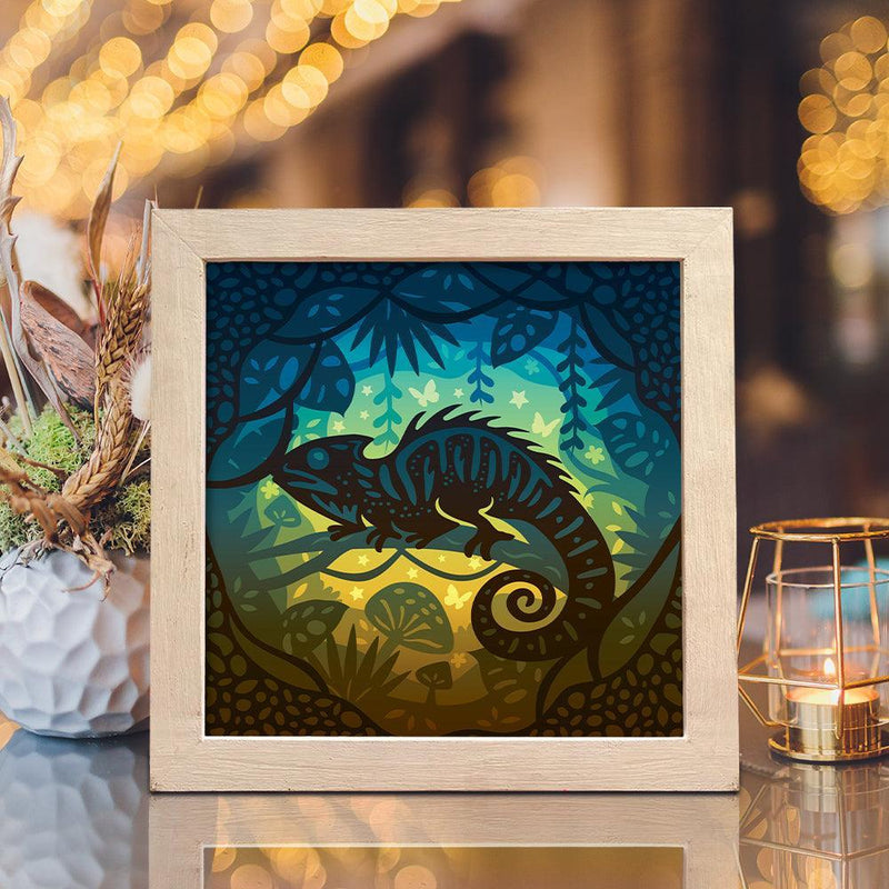 Chameleon – Paper Cut Light Box File - Cricut File - 8x8 inches - LightBoxGoodMan - LightboxGoodman