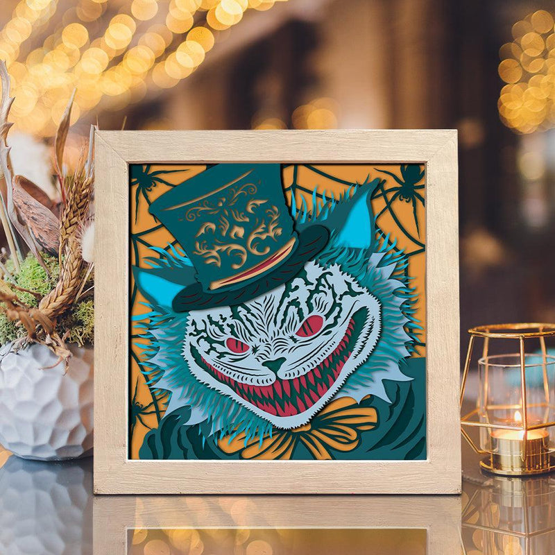 Cheshire Cat 4 - Paper Cut Light Box File - Cricut File - 20x20cm - LightBoxGoodMan - LightboxGoodman