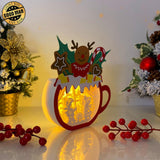 Christmas 1 - Paper Cut Hot Cocoa Light Box File - Gingerbread Motif - Cricut File - 8x7 inches - LightBoxGoodMan - LightboxGoodman