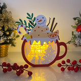 Christmas 1 - Paper Cut Hot Cocoa Light Box File - Snowman Motif - Cricut File - 8x7,8 inches - LightBoxGoodMan - LightboxGoodman