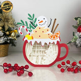 Christmas 1 - Paper Cut Hot Cocoa Light Box File - Snowman Motif - Cricut File - 8x7,8 inches - LightBoxGoodMan - LightboxGoodman