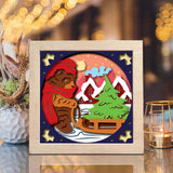 Christmas Bear – Paper Cut Light Box File - Cricut File - 8x8 inches - LightBoxGoodMan