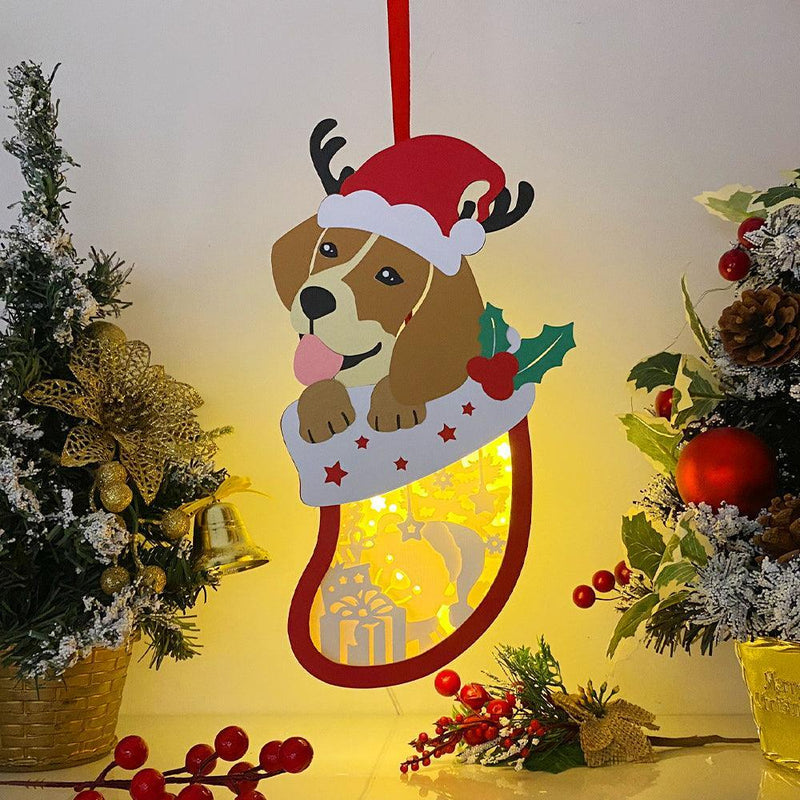 Christmas Bear - Paper Cut Pet Light Box File - Xmas Dog Motif - Cricut File - 11x6 Inches - LightBoxGoodMan - LightboxGoodman