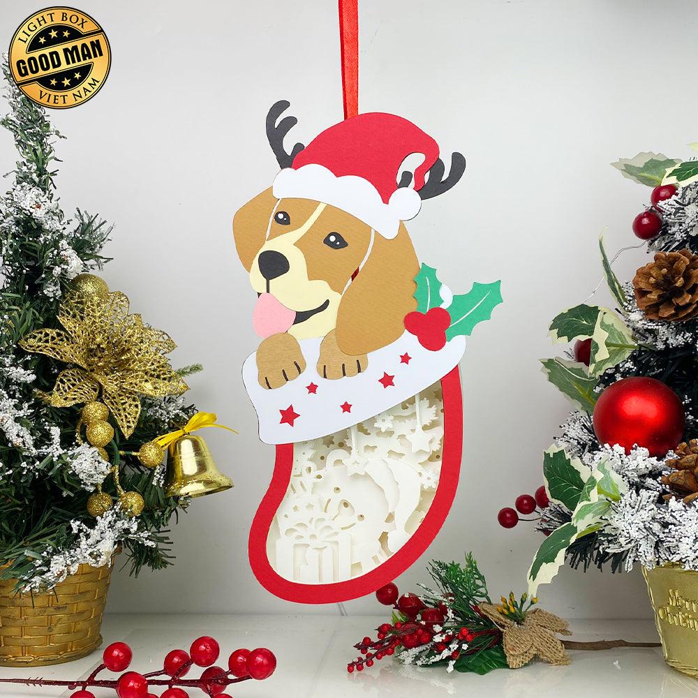 Christmas Bear - Paper Cut Pet Light Box File - Xmas Dog Motif - Cricut File - 11x6 Inches - LightBoxGoodMan - LightboxGoodman